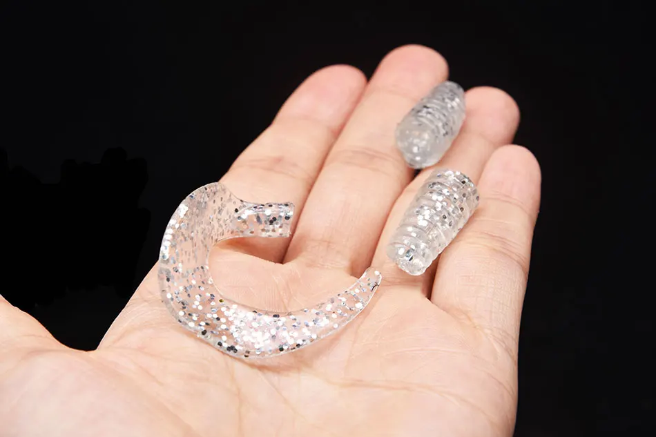 JYJ-señuelo de pesca suave, cebo de gusano, 80mm, 3,7g, aparejos de pesca de silicona suave artificial, 10 Uds. - imagen 5