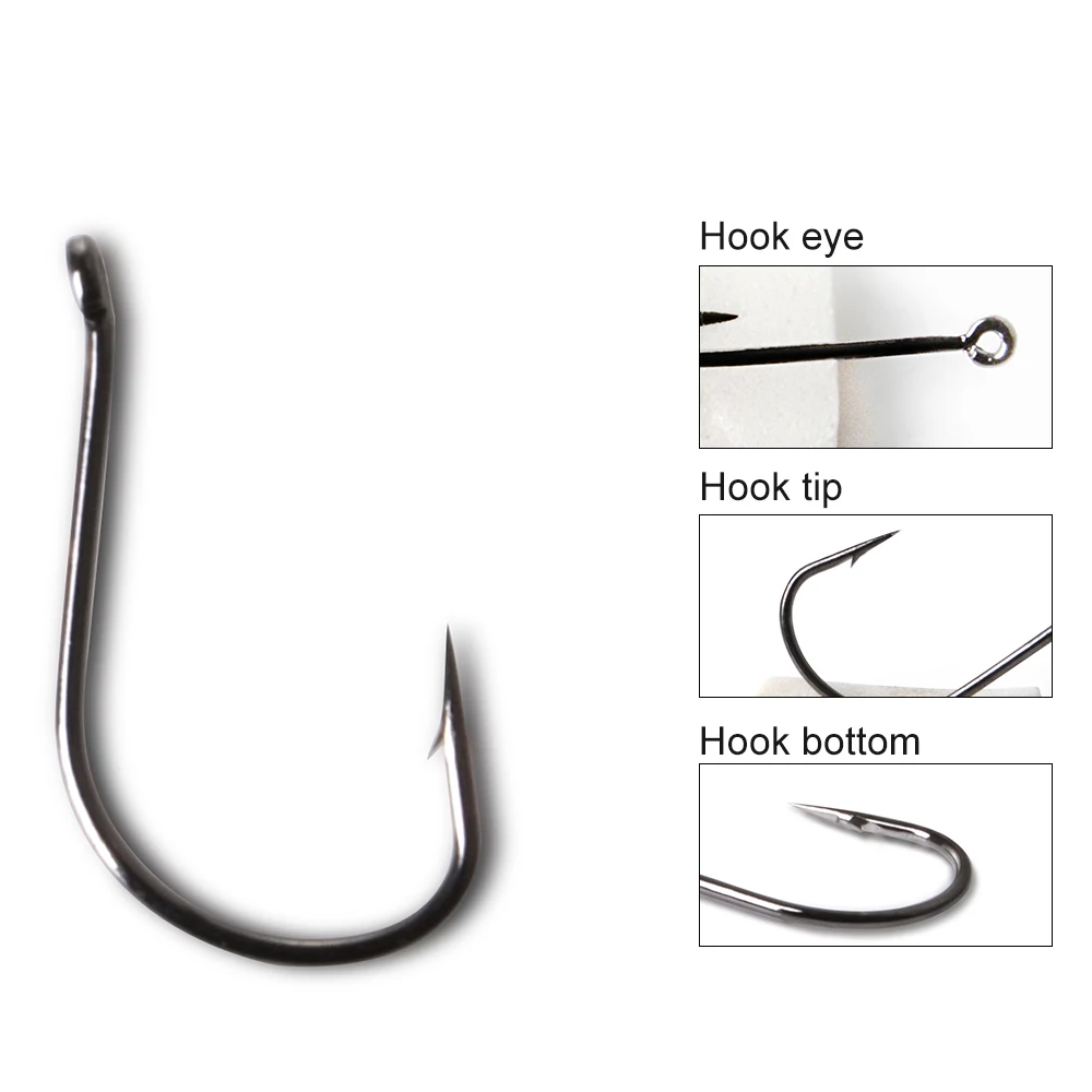 KEIRYU-anzuelo de pesca de acero con alto contenido de carbono, gancho de carpa individual con púas, accesorios de pesca, 8-10 piezas, 3 #-14 # - imagen 4