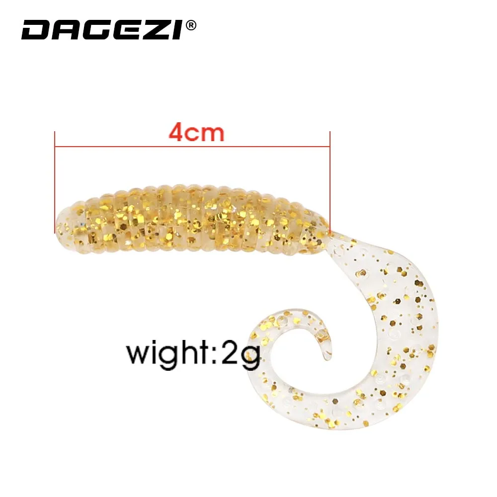 DAGEZI-señuelo de pesca suave, 2g/4cm, gusano suave luminoso, gusano de cola única, cebo suave, aparejos de pesca de carpa, 3 unids/lote - imagen 4