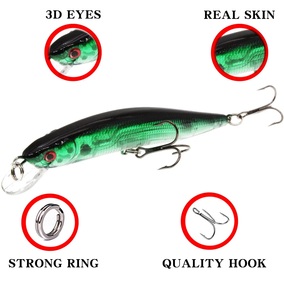 LEOSPORT-cebos duros para pesca de pececillos, cebos Crankbaits con señuelos de bola, buena calidad, 10cm/8g, 1 unidad/lote, nueva venta - imagen 4