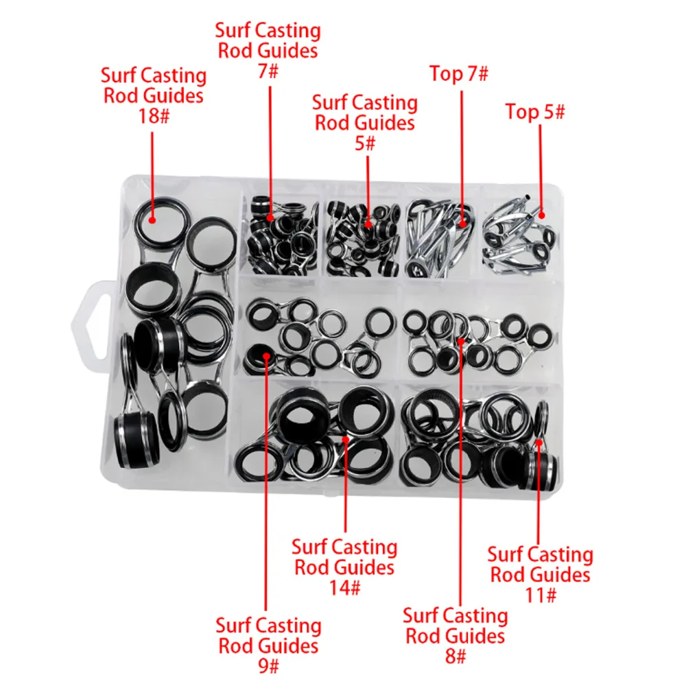 THKFISH 55 Uds guías de caña de pescar juego de reparación de punta superior 2mm-18mm anillo de cerámica giratorio cañas de pescar Kit de reemplazo de puntas superiores - imagen 5