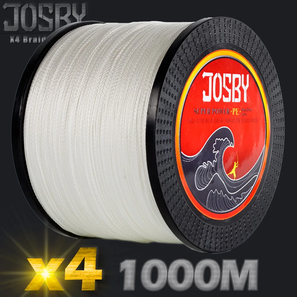 JOSBY-línea de pesca trenzada de 4 hebras, multifilamento sedal de 1000m, tejido de 10 a 80lb, 100% PE, para invierno - imagen 2