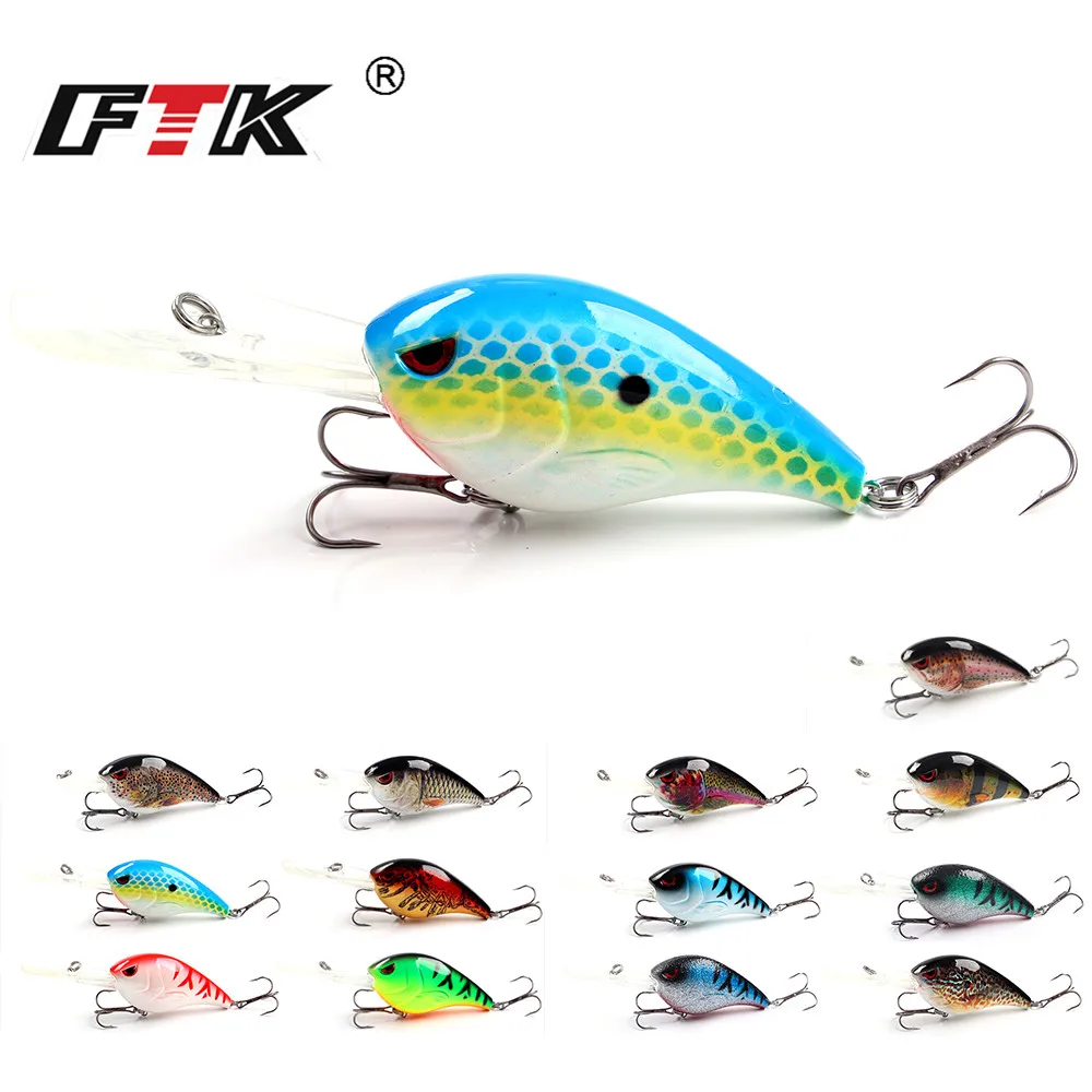 FTK, 1 unidad, 76mm, 28g, señuelo de pesca Crankbait, cebo de manivela que se hunde, Wobblers de pesca de lubina, Swimbait Minnow, cebo Artificial, aparejos de pesca - imagen 5