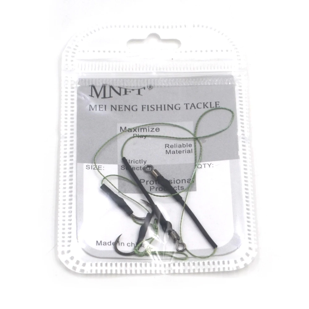 MNFT 2 juegos por paquete de aparejos trenzados de pesca de carpa hechos a mano líder tamaño 7 #   8 #   9 #   10 #   11 #   12 #    Hair Rig Peinado Carpa Gancho Enlace Giratorios - imagen 5
