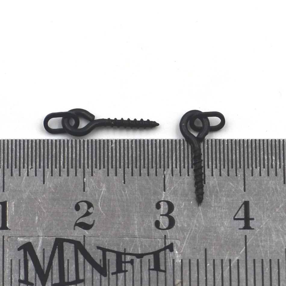MNFT 25 uds Boilies negros mate tornillos de cebo con anillo ovalado 4,5mm Terminal de pesca de carpa aparejos Boilie Pop Ups Chod Rigs 12mm - imagen 3