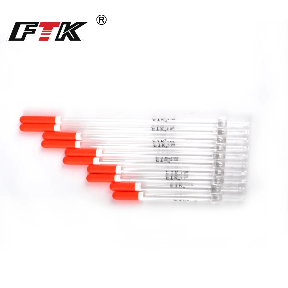 FTK 10 unids/lote flotador de plástico de nailon 1,0g/1,25g/1,5g/2,0g/2,5g/3,0g flotadores de pesca de plástico de cristal juego de tubos aparejos de pesca - imagen 4