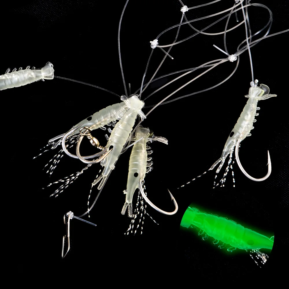 FISH KING-señuelo de pesca luminoso, anzuelos Sabiki con 5 ganchos, cebo de pesca de mar, suave, 3 paquetes (5 unids/paquete) - imagen 2