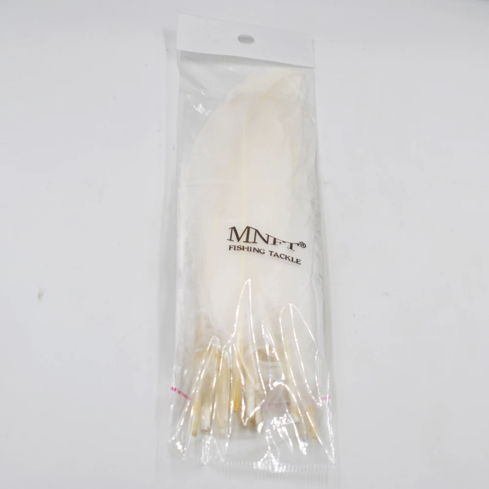 MNFT 50 Uds. Pluma de ganso de color blanco puro para pesca con mosca, Material de atado de moscas, insectos de lubina de plumas para señuelos de cebo con mosca - imagen 2