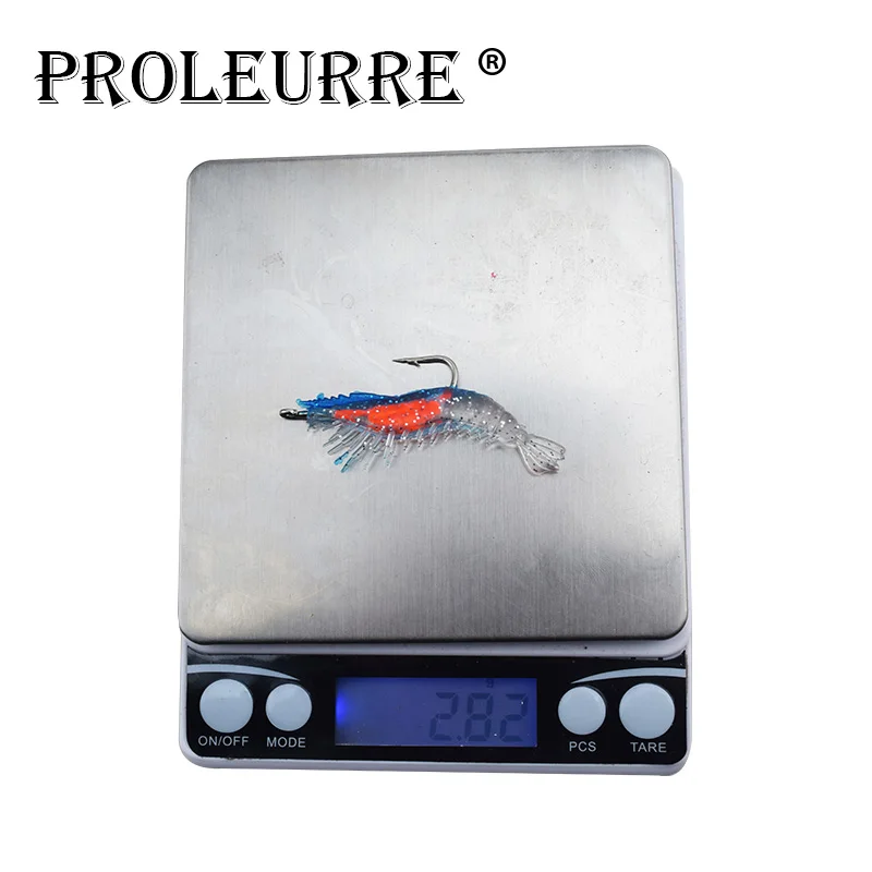Proleurre-SEÑUELOS suaves de silicona para camarones, cebos de pesca, anzuelos de cangrejo, aparejos luminosos, 65mm/3g, 4 unidades por lote - imagen 3