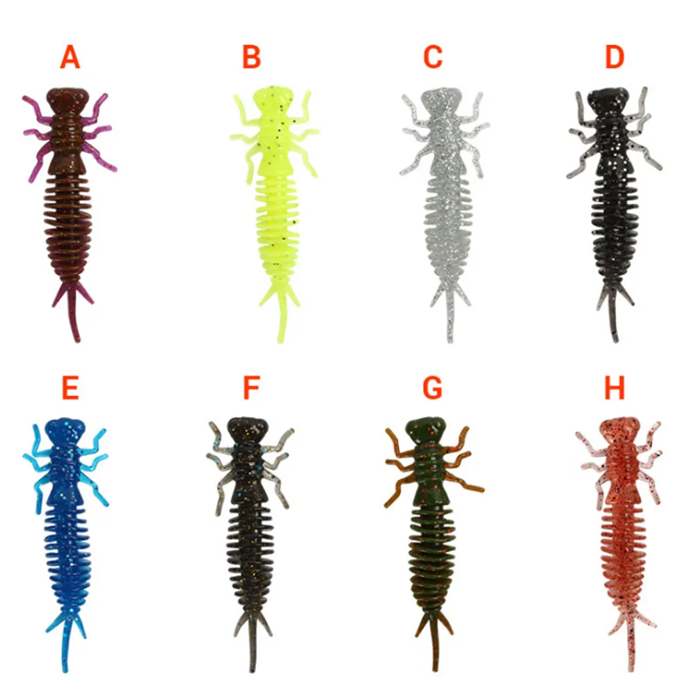 Señuelos blandos de Larva de calidad, cebo Artificial de silicona, 55mm, 75mm, 100mm, 5 unids/lote