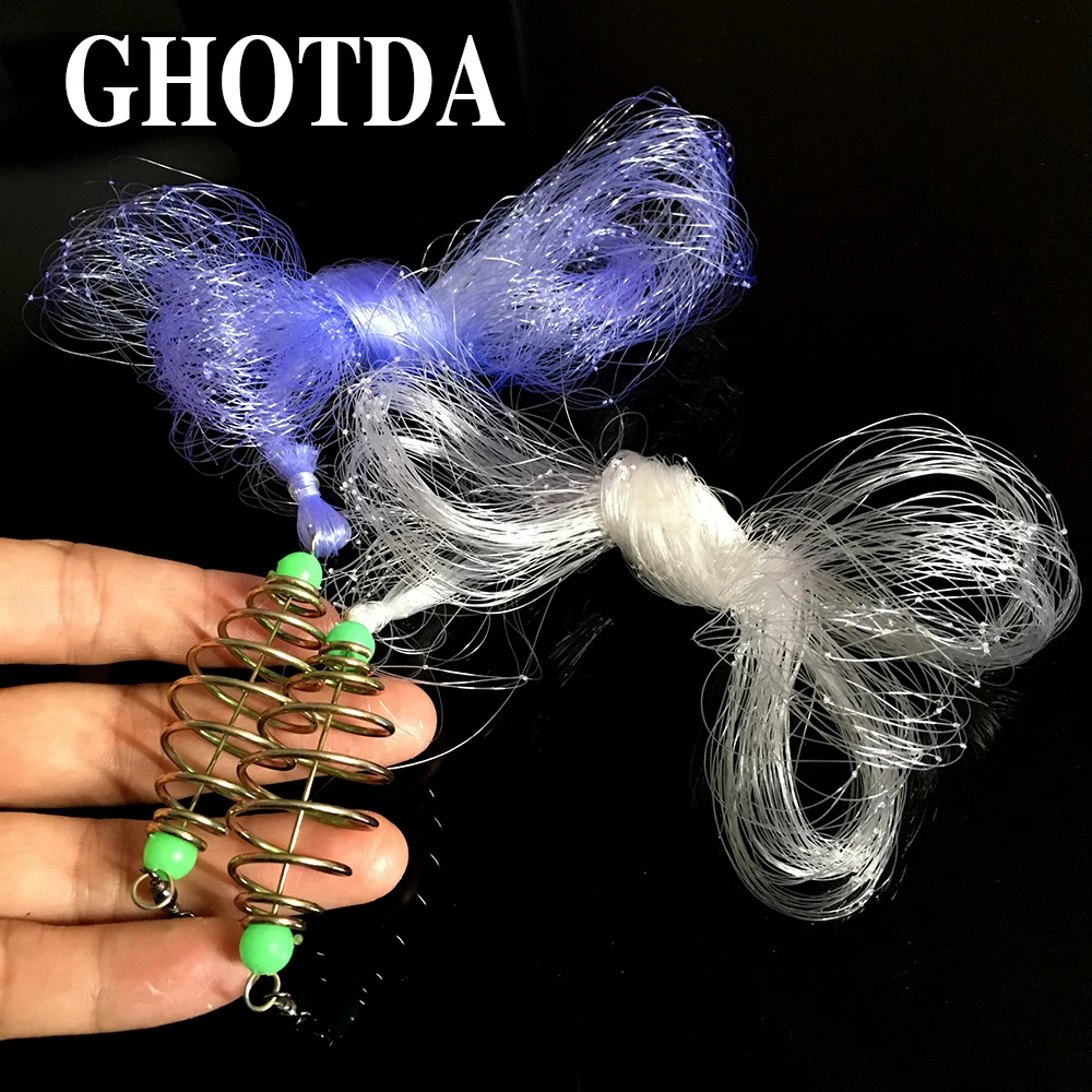 GHOTDA-red de pesca con cordones, malla de cuentas luminosas, resorte de cobre duradero, 2 piezas - imagen 4