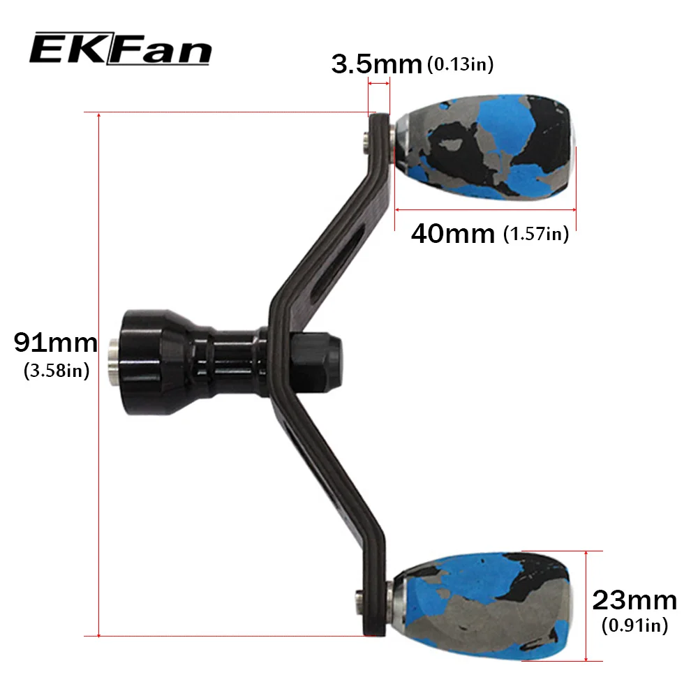 EKFan-mango de carrete de pesca de 91MM, mango de fibra de carbono, perilla de camuflaje EVA, compatible con la serie Dai #2000-5000 - imagen 3