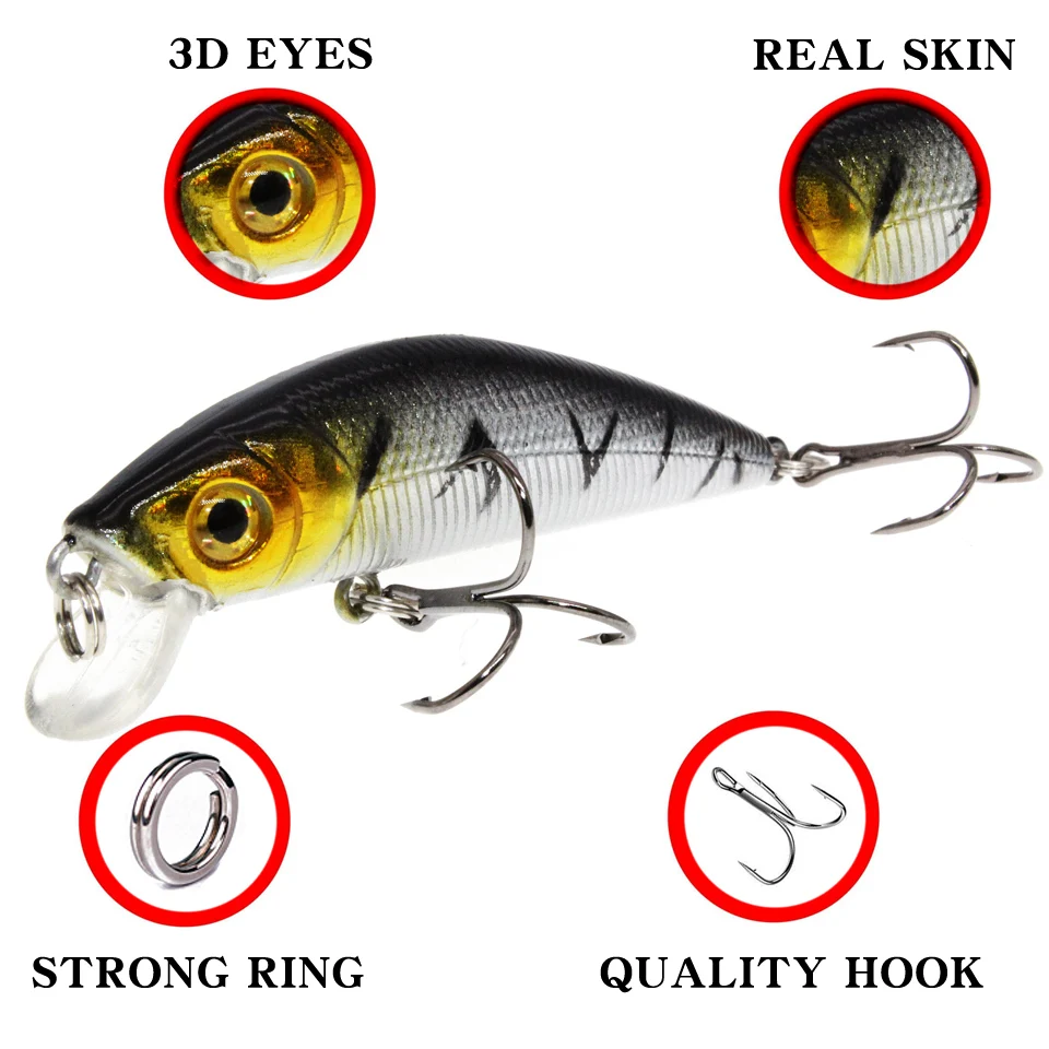 Señuelos de plástico duro para pececillos, cebo Artificial Crankbait, aparejos de Pesca, 7CM/7,6G
