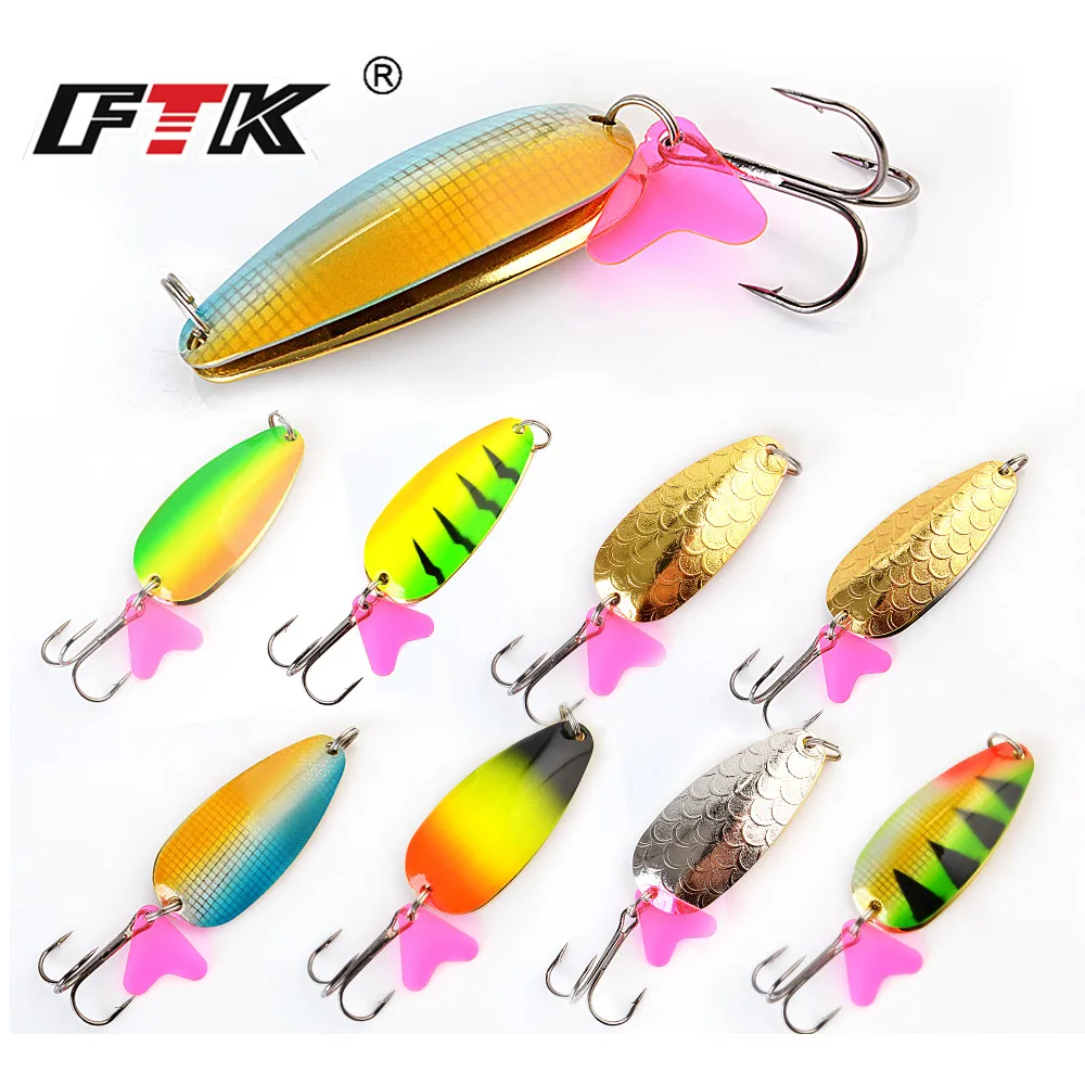 FTK-señuelo de pesca de Metal, cebo giratorio de 21g, 30g, 35g, doble cuchara con gancho triple, cebo duro para pesca de Lucio, 1 unidad