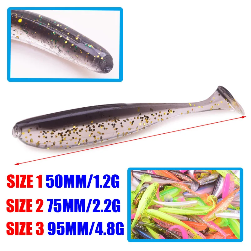 WDAIREN-señuelos blandos de silicona de doble Color, cebo Artificial de 5cm y 7cm, productos para pesca en el mar, Wobblers, cola de Pva, Swimbaits, aparejos de lubina - imagen 5