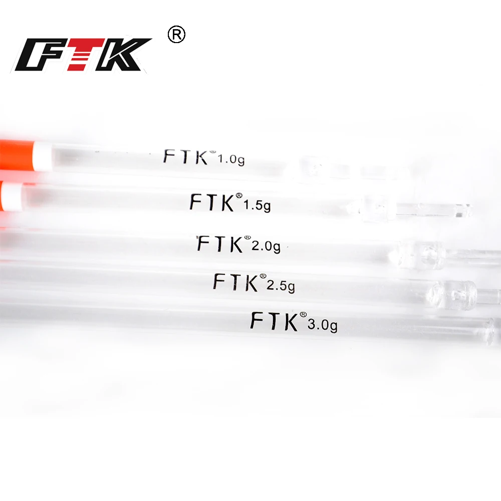 FTK 10 unids/lote flotador de plástico de nailon 1,0g/1,25g/1,5g/2,0g/2,5g/3,0g flotadores de pesca de plástico de cristal juego de tubos aparejos de pesca - imagen 5