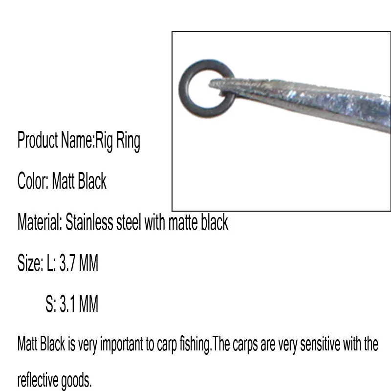 50 Uds. Anillos redondos de aparejo negro mate 3,1mm 3,7mm Terminal de pesca de carpa no reflectante aparejos de aparejo de pesca de carpa Material de fabricación - imagen 3