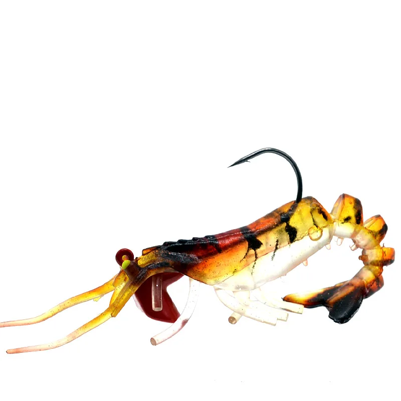 Señuelo suave para camarones de varias secciones, segmento de pesca, camarones con anzuelo de cabeza de plantilla, señuelos artificiales brillantes para peces, 1 pieza en oferta - imagen 4