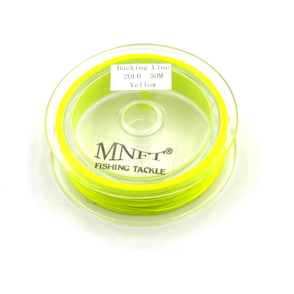 MNFT 50 metros línea de respaldo de pesca con mosca 20LB y 30LB línea trenzada para pesca con mosca trucha aparejos blanco naranja amarillo - imagen 3
