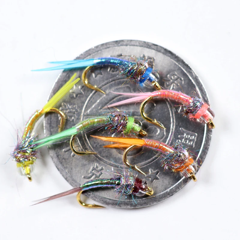 Bimoo-señuelo de pesca con mosca, accesorio de pesca de trucha, enmalle azul, moscas de agua dulce, cabeza de cuentas, ninfa, mosca Stonefly, 12 Uds., n. ° 16 - imagen 2