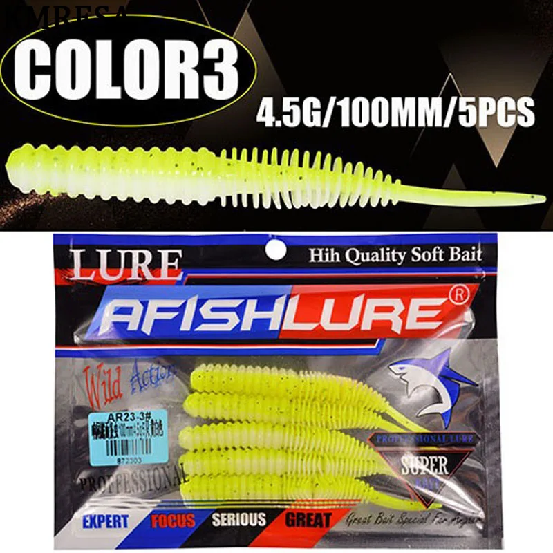 KMRESA-señuelo de pesca para peces blandos, cebo de goma Artificial de plástico Isca con tachuelas de sal, 10cm/4,5g, 5 unids/lote - imagen 4