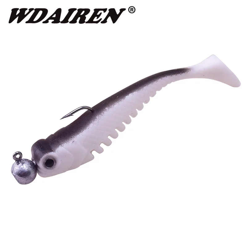 Señuelos blandos de silicona, anzuelos de 80mm y 4g, jig Swimbaits, cebo Artificial de carpa, aparejos de pesca, 10 unids/lote - imagen 4
