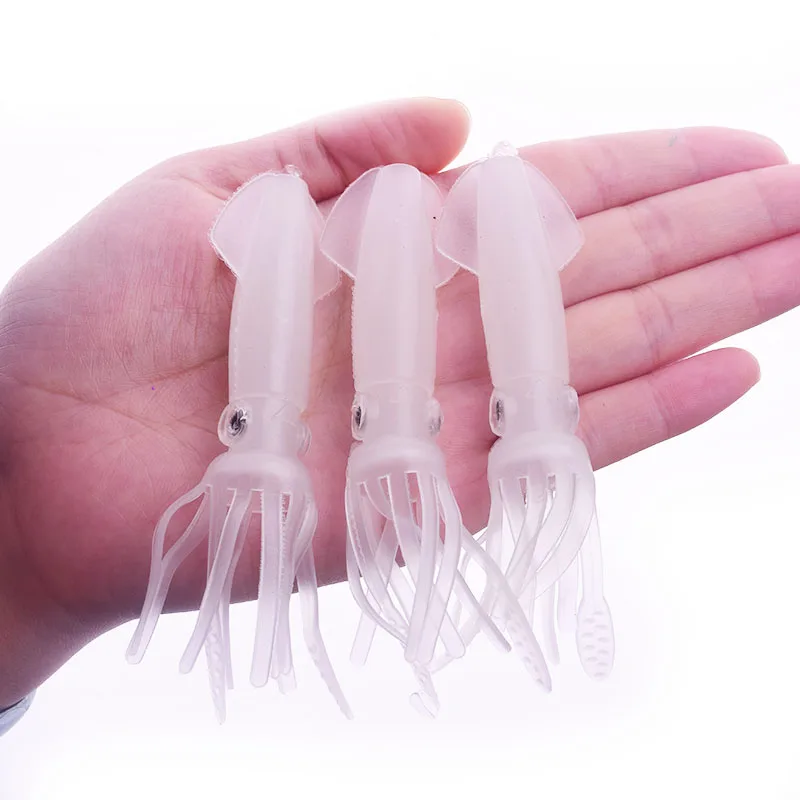WDAIREN-SEÑUELOS blandos de calamar con falda de silicona luminosa, cebo Artificial de 10cm, 8g, ojos 3D, aparejos de Pesca de mar, Océano nocturno - imagen 5