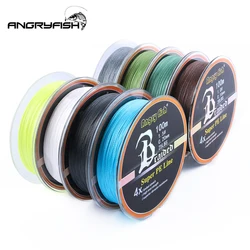 Angryfish, venta al por mayor, 100m, 4 hebras, hilo de pescar trenzado, 11 colores, línea súper PE, pez de fuerte resistencia