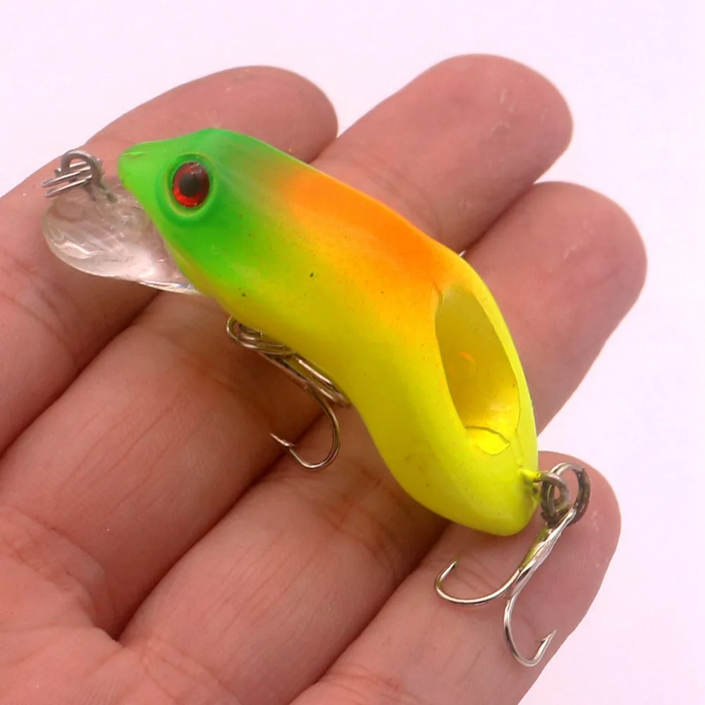 1 Uds 55mm/8,7g de plástico Rana señuelo realista señuelo de pesca duro cebo para pescar Wobblers Hard Crankbait lubina basura aparejos de pesca - imagen 5