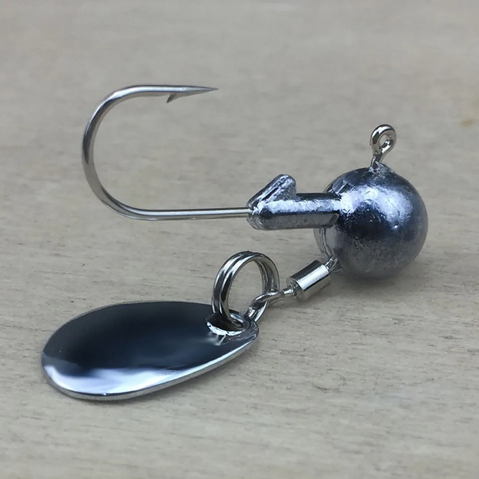 Anzuelos de pesca de forma redonda, cabeza de anzuelo de bola de 2g y 4g, anzuelos de acero de alto carbono, peso de cabeza plomada con anillo de rotación, cucharas, 5 unids/lote - imagen 2