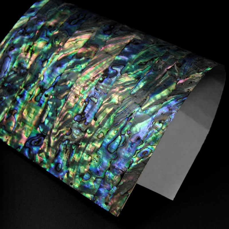 Wifreo hoja de chapa adhesiva mejorada recubierta de azul Paua, señuelo de pescado abulón con incrustaciones de concha, plantilla para curricán, decoración de edificios, 24x14cm - imagen 3