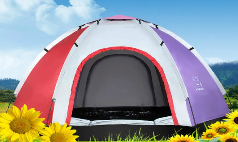 Barraca De acampada UV portátil De doble capa para 5-8 personas, tienda plegable Ultra automática para senderismo - imagen 5