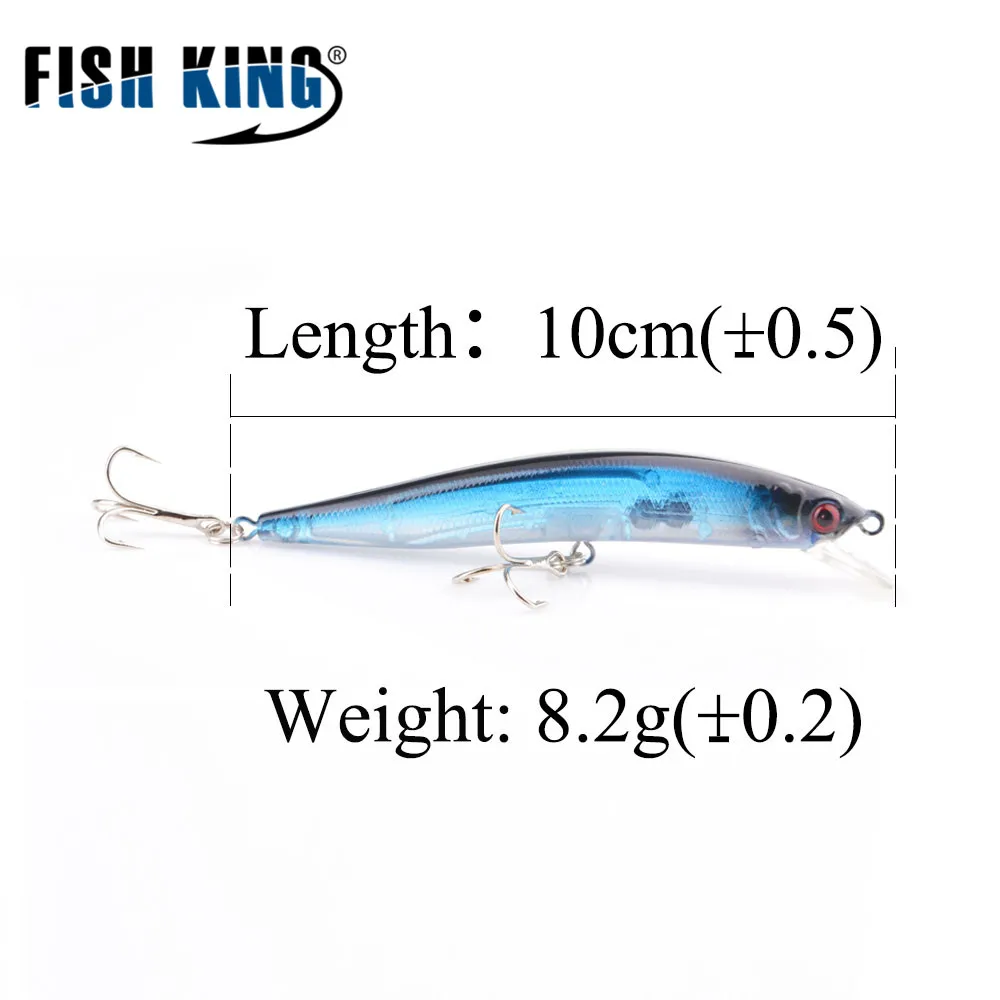 FISH KING-señuelo de pesca falso, cebo duro para pececillos, cabeza de plantilla, 4 colores, Popper realista, Wobblers, ojo 3D, flotador lento, enchufe 713 - imagen 3