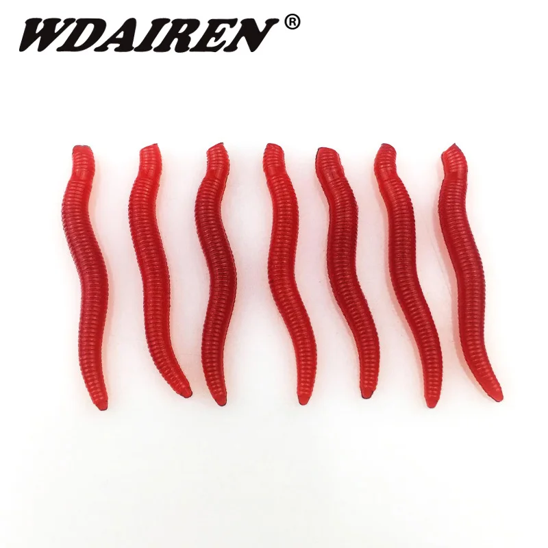 Señuelos de Pesca de silicona Artificial, cebo suave de simulación de lombriz de tierra, carpa, lubina, olor a pez, 50 o 100 unidades - imagen 4