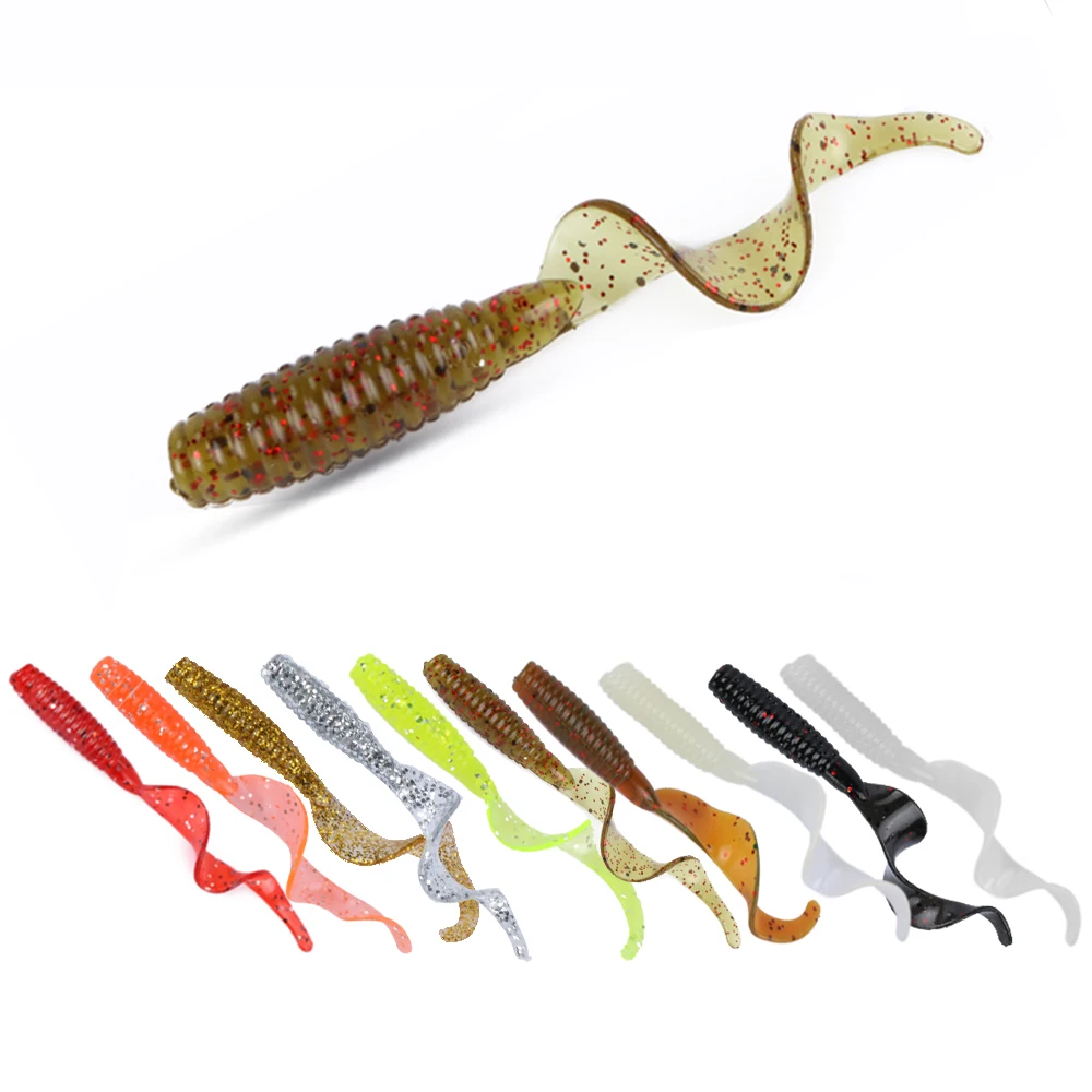 Goture 10 unids/lote señuelo de pesca suave Wobblers cebo Artificial de silicona larva señuelos de gusano para lubina trucha carpa Señuelos de Pesca 6cm 2g - imagen 5