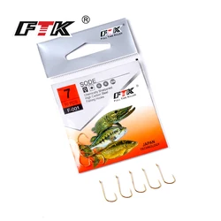 FTK-anzuelos de púas, anzuelos de Pesca de Japón, alimentador de carpa, aparejos de pesca