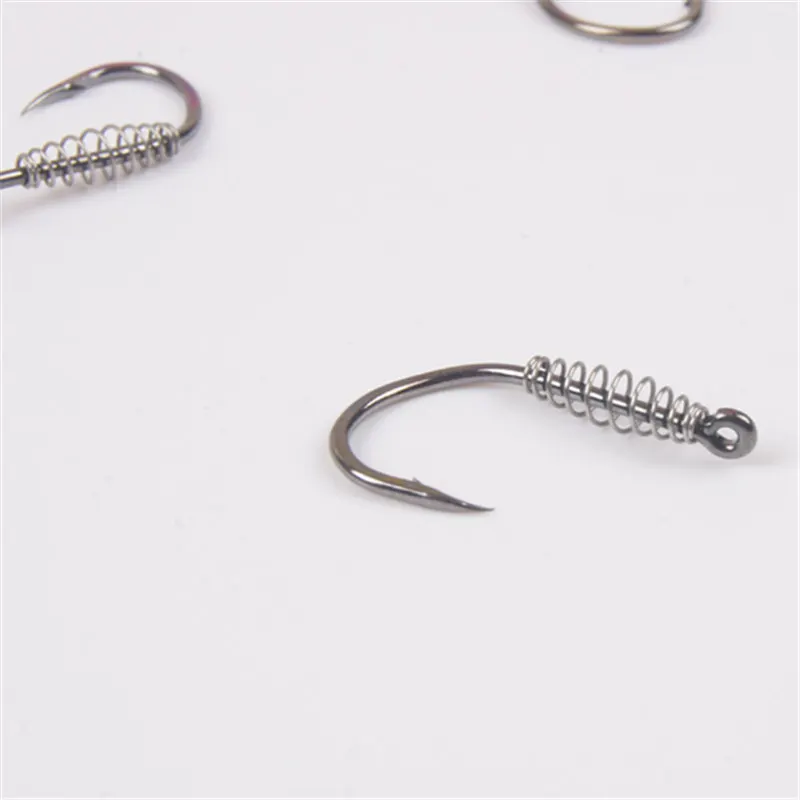 POETRYYI-anzuelos de pesca de acero inoxidable con púas, anzuelo giratorio para carpa, anzuelo de primavera con agujero para aparejos de pesca P30 - imagen 4