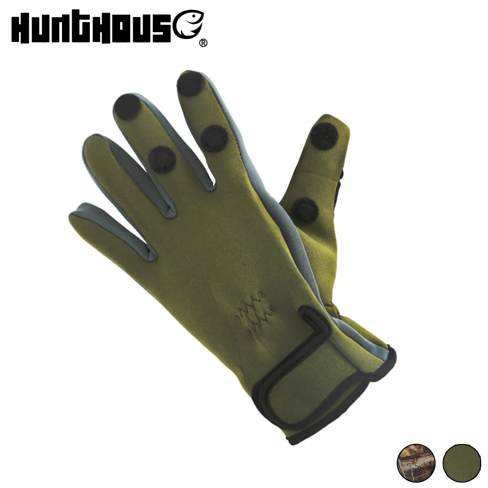 Hunthouse-guantes de pesca antideslizantes transpirables, resistentes al agua, tres dedos, equipo de pesca - imagen 4