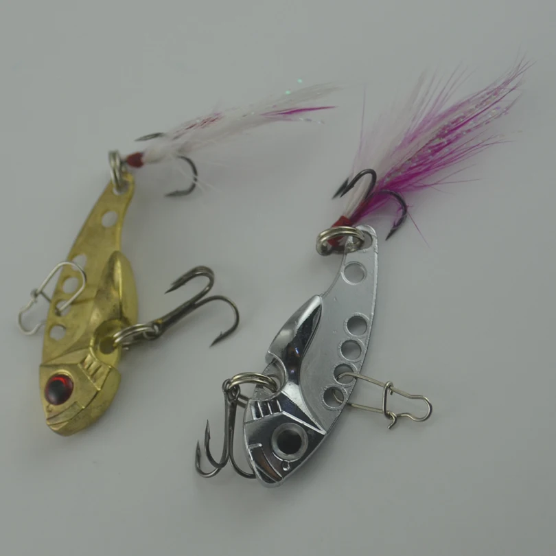 MNFT 2 unids/pack VIB 7,5G aleación de Zinc duro pesca carretera subseñuelo VIB cebo con agudos 2 ganchos opciones de colores plateados y dorados - imagen 4