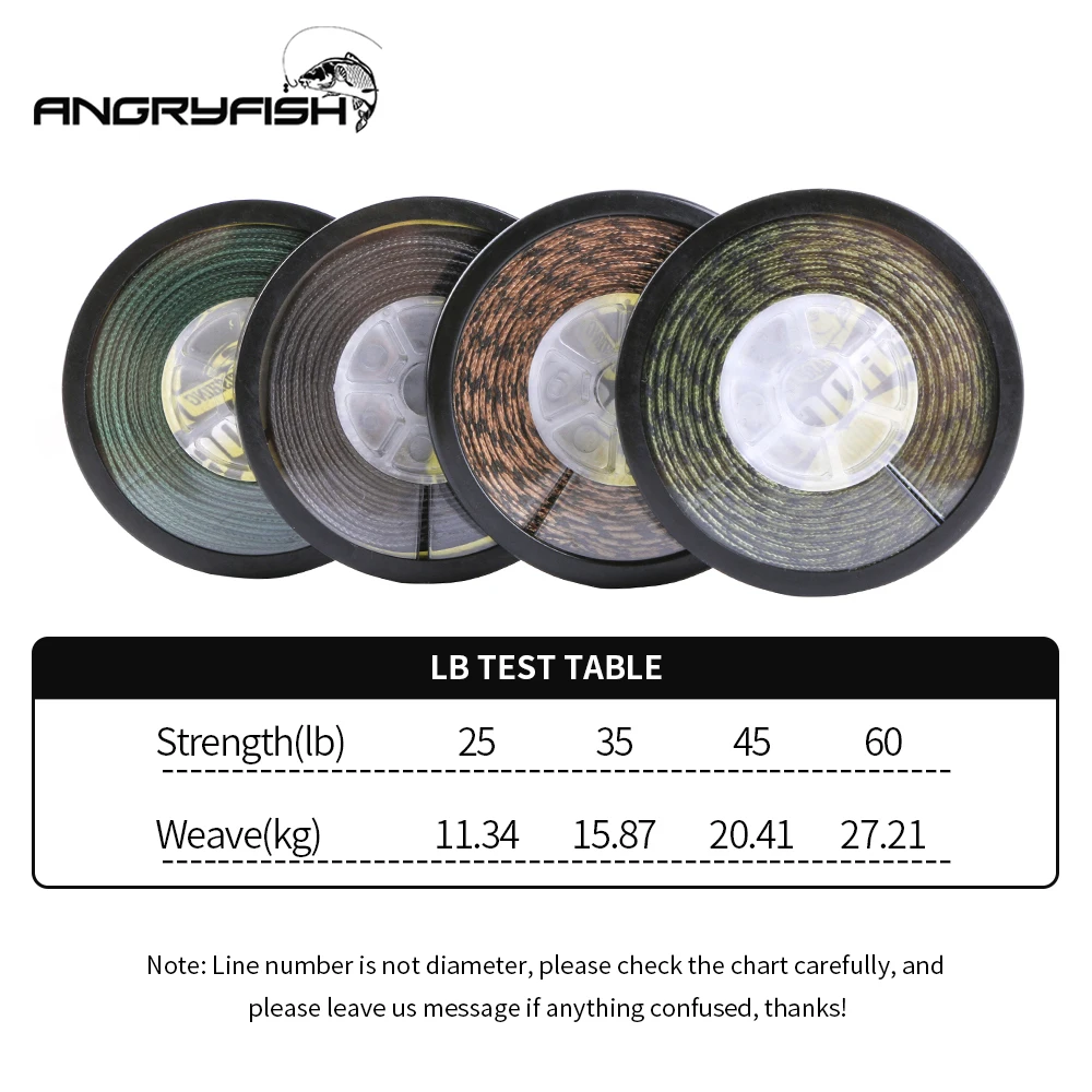 ANGRYFISH-sedal de pesca de carpa con núcleo de plomo, 10 metros para hacer aparejos de carpa, línea trenzada hundida, 25LB, 35LB, 45LB, 60LB - imagen 3