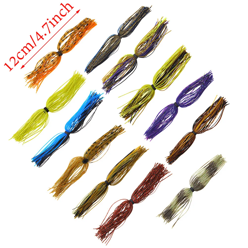 Novedad 12 paquetes 50 soportes bajos señuelos de goma cebo de calamar faldas de silicona Spinnerbait DIY accesorios de pesca - imagen 3