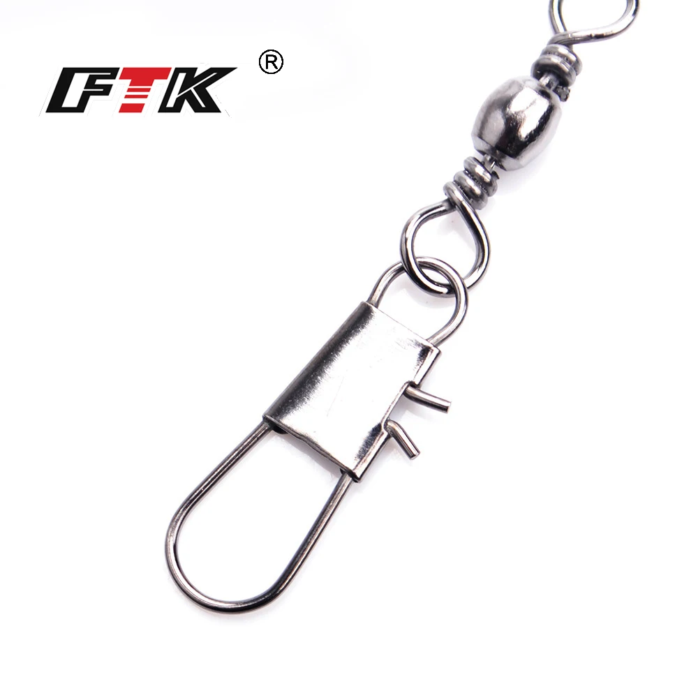 FTK-barril de Pesca giratorio con cierre a presión, 1 paquete de 10 unids/lote/paquete, 2 #-22 #, Terminal de conector de señuelo, aparejos de Pesca - imagen 4