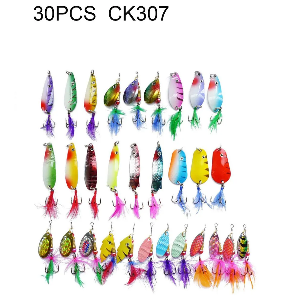 Señuelos de Pesca de fácil captura, Kit de cebos giratorios de plástico, variedad de pececillos, cebo giratorio, señuelo de cuchara de metal para herramientas de pesca - imagen 4