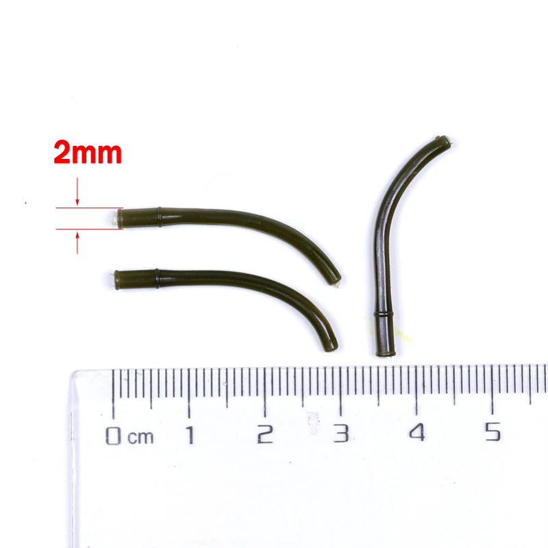 Bimoo-alingers de pesca de camuflaje verde, fácil de usar, 2-10 ganchos al vapor para pescar carpa gruesa, manga de goma, 10 Uds. - imagen 2