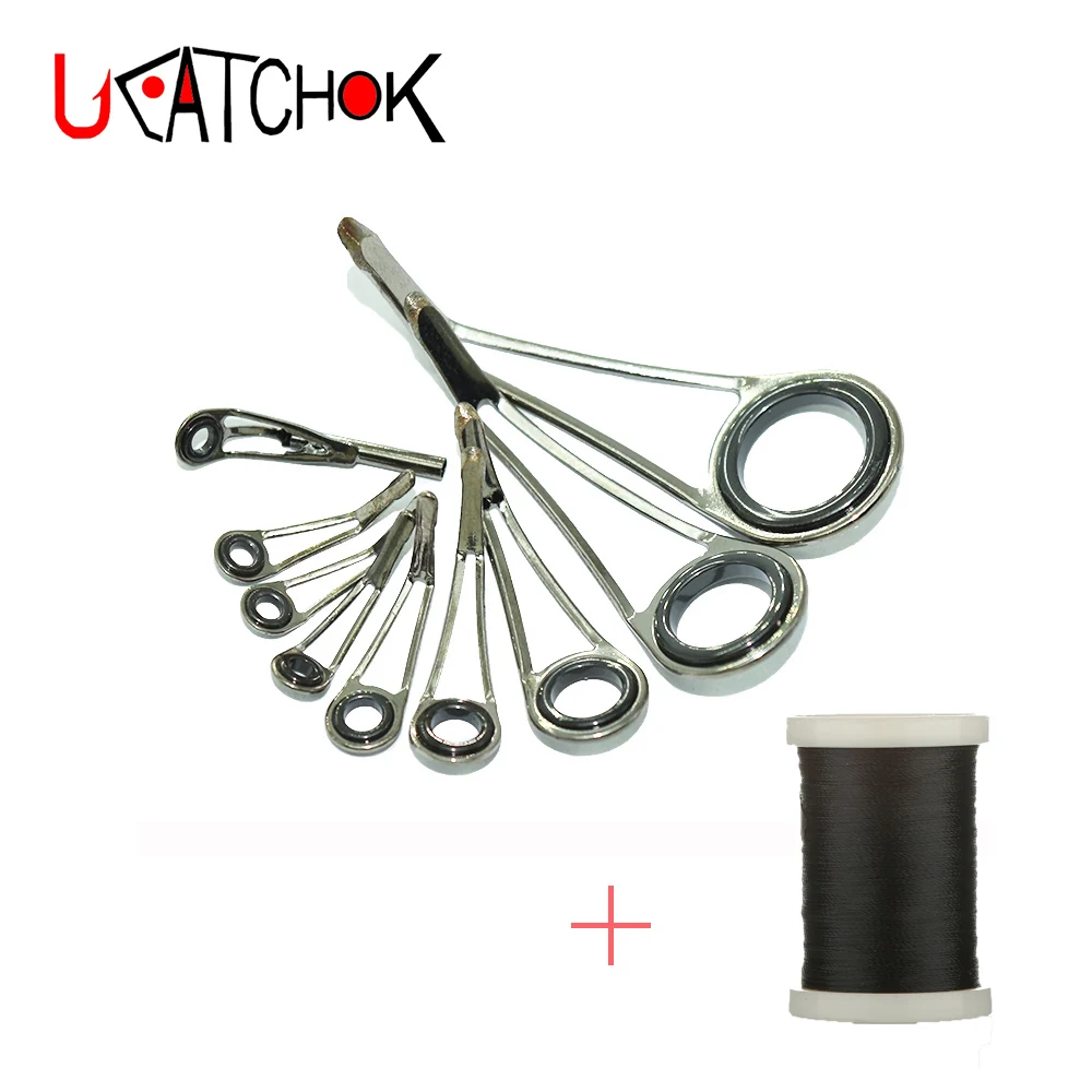 9 uds/Kit guías de caña de pescar de trucha de roca peso ultraligero patas altas anillo guía de acero inoxidable varilla DIY reparación reinstalar re-montaje