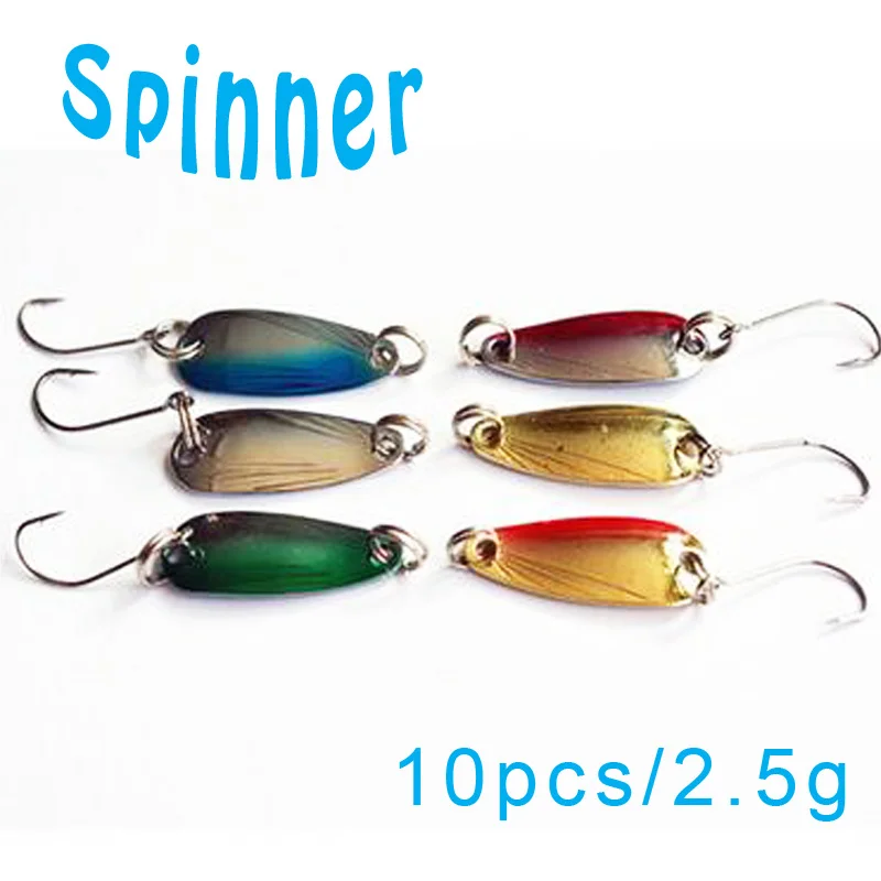 TOMA-cuchara de metal para pesca, cebo giratorio de 10 piezas, 2,5g, trucha señuelo para, mini cebo wobbler, cuchara artificial - imagen 3