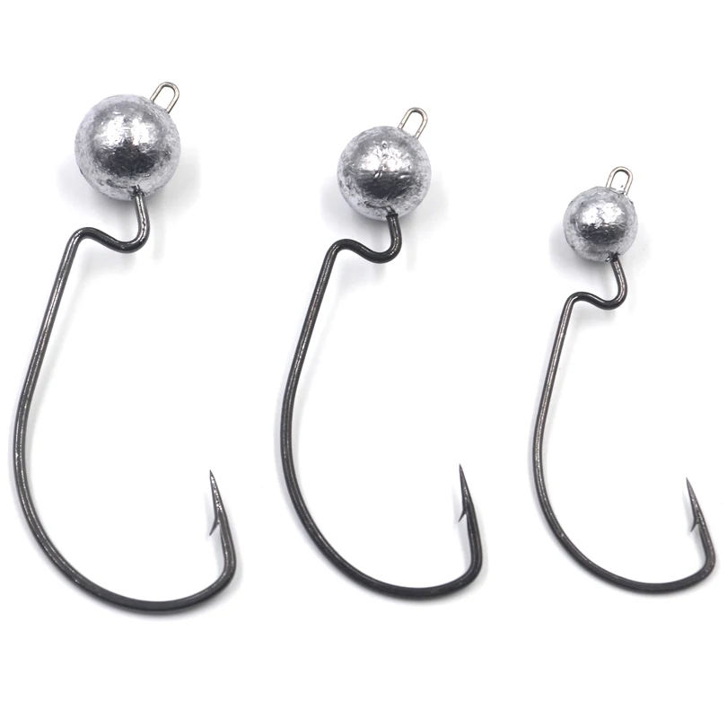 MNFT 5 uds manivela de plomo redonda anzuelos afilados peso 3,5g/7g/10g cabeza de plantilla cebo Artificial gusanos señuelo suave anzuelo de pesca - imagen 3