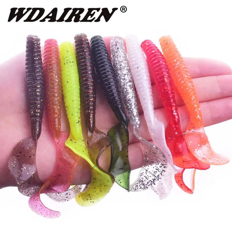 Cebos blandos de silicona con olor a pez, cebo suave de 80mm y 4,3g, señuelo de pesca de gusanos, plantilla de goma Artificial, Wobblers, Swimbaits Bass, 5 uds. - imagen 5