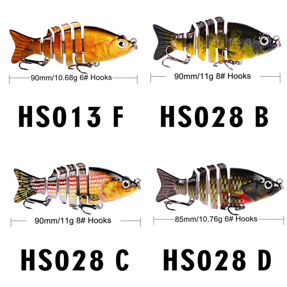 PROBEROS-señuelo de pesca Swimbait, aparejos de pesca con gancho de buena calidad, 6-7 secciones, 9-10cm/11-15,5g, 1 unidad - imagen 5