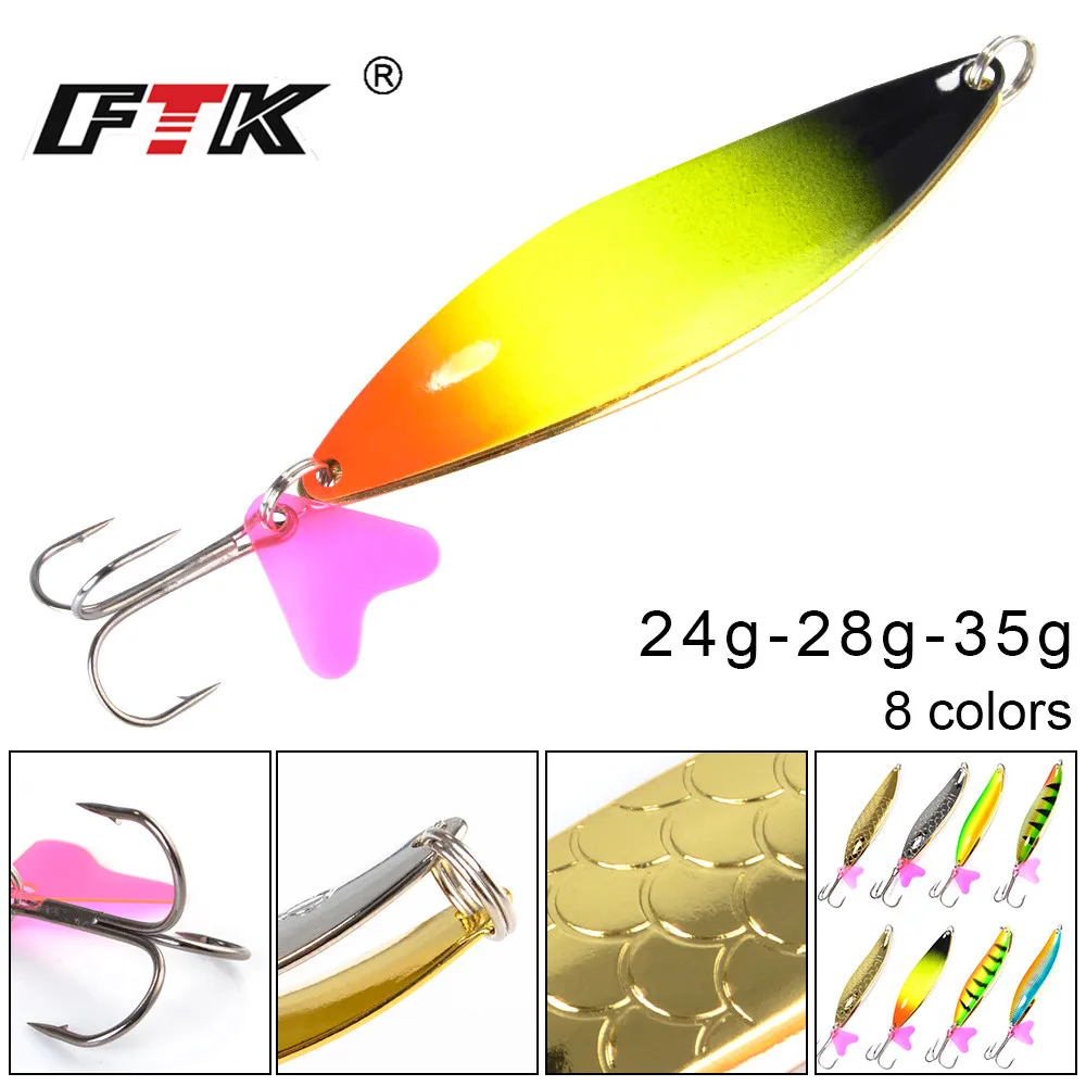 FTK-señuelo de Pesca giratorio de Metal, cebo duro, cuchara de 24g/28g/35g, 9/9.5/10.5cm con gancho 35647-BN, tachuela Wobbler para Pesca, 1 unidad - imagen 2